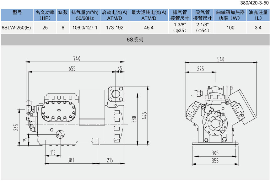 6SLW-250， 半封闭活塞式制冷压缩机 沈一冷压缩机(pic2)