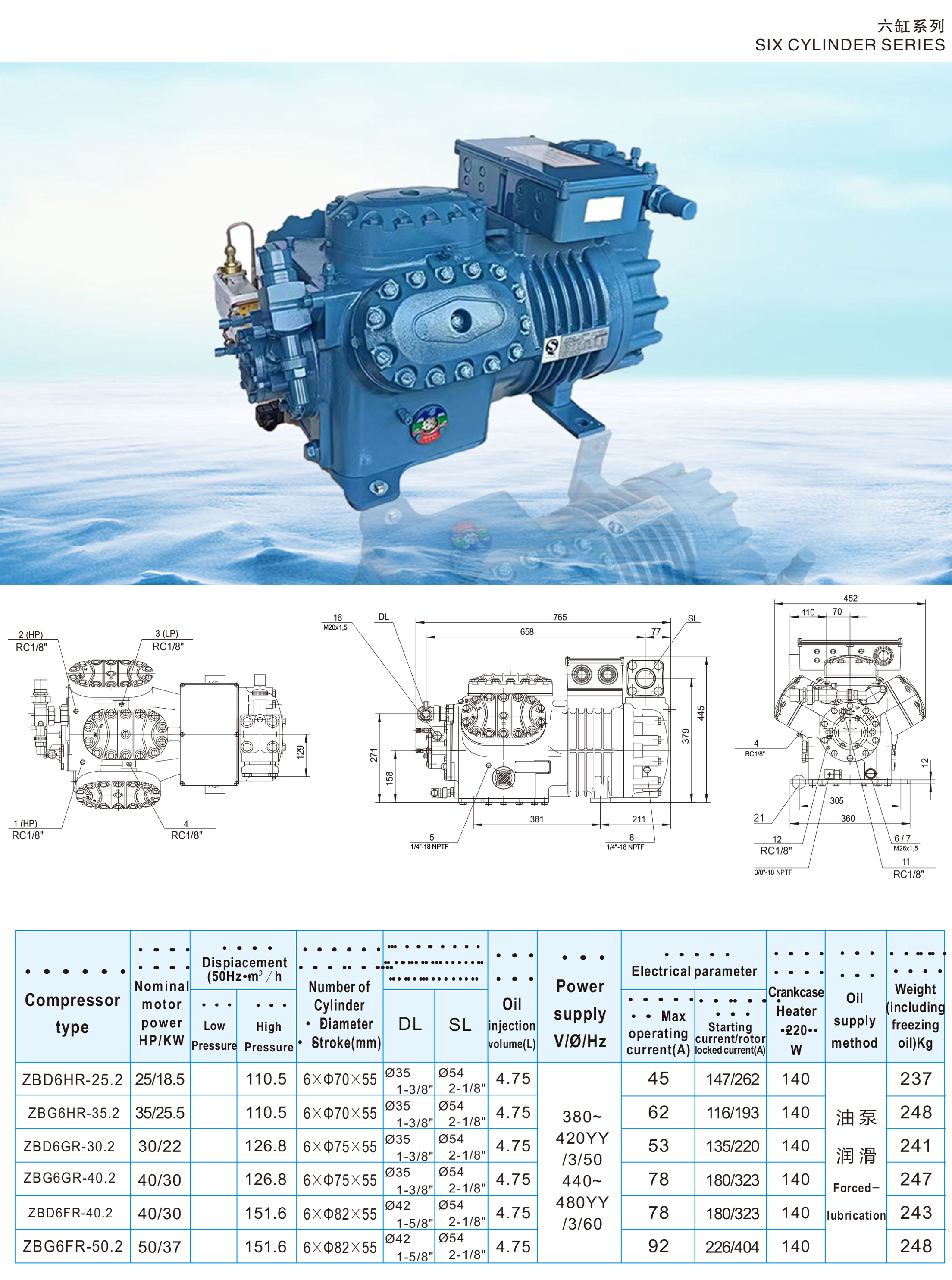 ZB6H-25.2ZR~ZB4CC-9.2GR浙比大六缸活塞式制冷压缩机(pic1) ZB6H-25.2ZR~ZB4CC-9.2GR浙比大六缸活塞式制冷压缩机,制冷压缩机 ,浙比压缩机,浙江浙比压缩机有限公司(pic1)